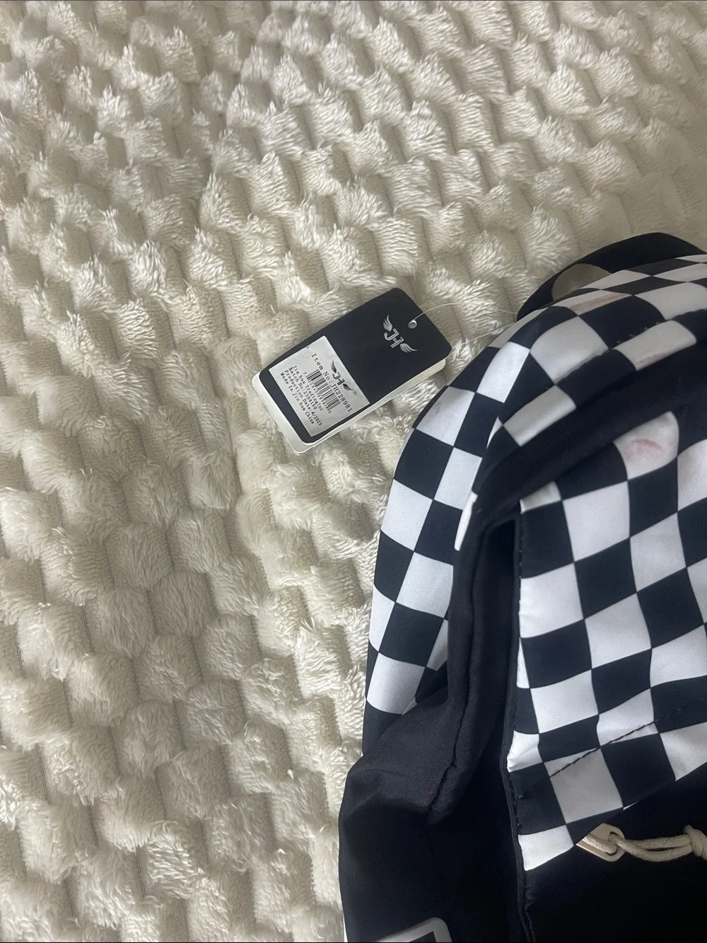 NWT Boy’s Black & White Checkerboard Kids School Backpack Multiple Pockets & Zip